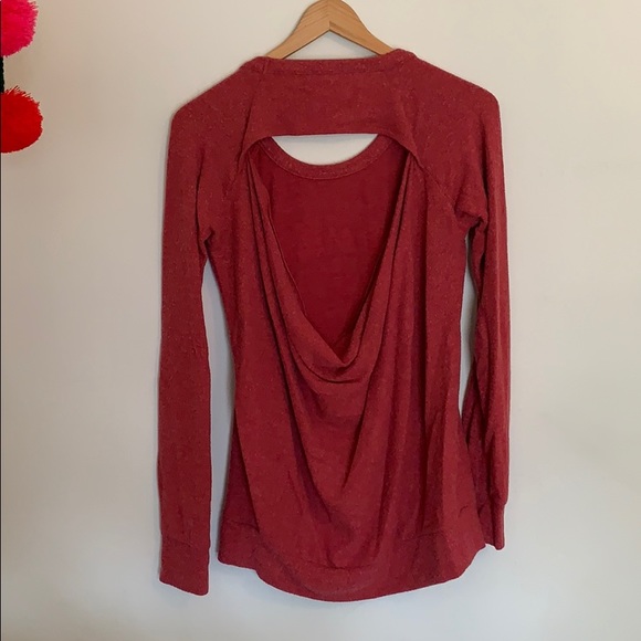 Chaser Saturday Washed Red Backless Sweatshirt - Picture 5 of 8
